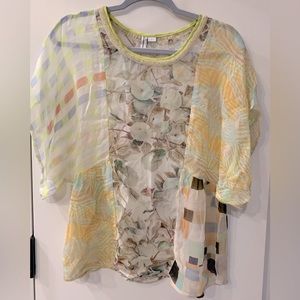 Anthropologie Blank London Beaded Collar Sheer Top S